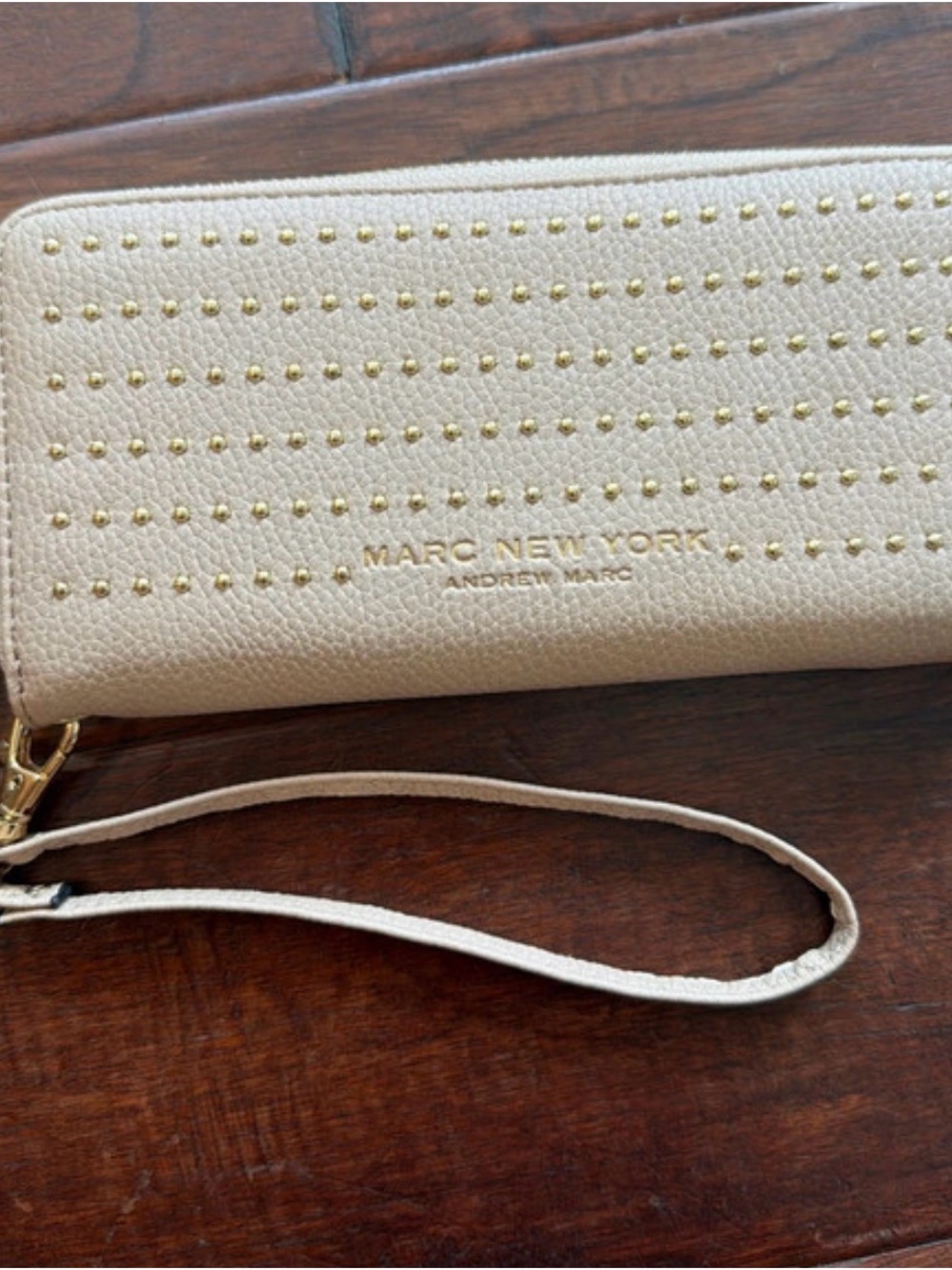 Marc New York Cream Leather Studded Wristlet